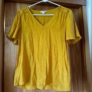 Nanette Lepore Gold Flutter Sleeve Top S